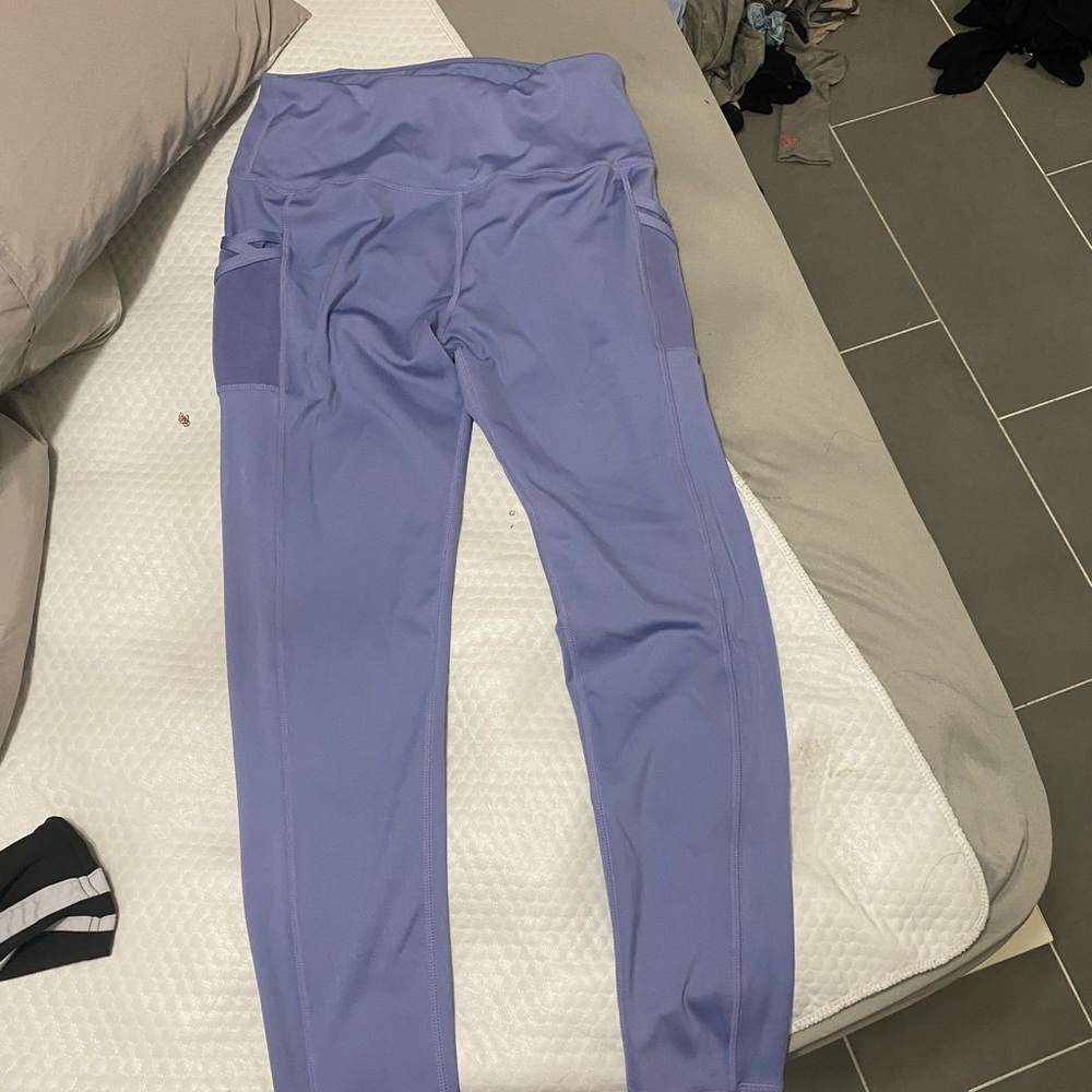 Lavender yoga gym high waist leggings mesh pocket